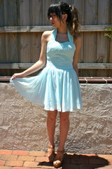 A-line Halt Sweetheart Knee Length Backless Chiffon Prom Dress-Ballbella