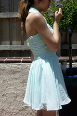 A-line Halt Sweetheart Knee Length Backless Chiffon Prom Dress-Ballbella