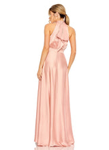 A-Line Halter Asymmetrical Satin Homecoming Dresses With Cascading Ruffles-Ballbella