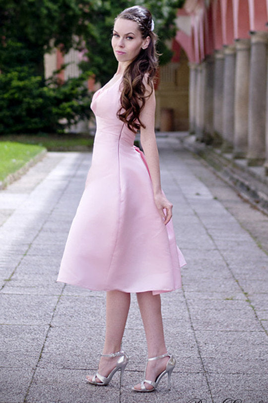 A-line Halter Round Collar Tea Length Chiffon Sleeveless Bridesmaid Dr Ballbella A-line Halter Round Collar Tea Length Chiffon Sleeveless Bridesmaid Dr Ballbella