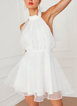A-Line Halter Sleeveless Short/Mini Tulle Homecoming Dresses-Ballbella