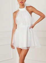 A-Line Halter Sleeveless Short/Mini Tulle Homecoming Dresses-Ballbella