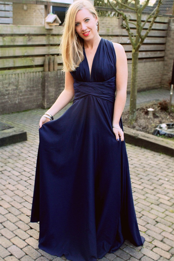 A-line Halter V-neck Floor Length Chiffon Backless Evening Dress A-line Halter V-neck Floor Length Chiffon Backless Evening Dress