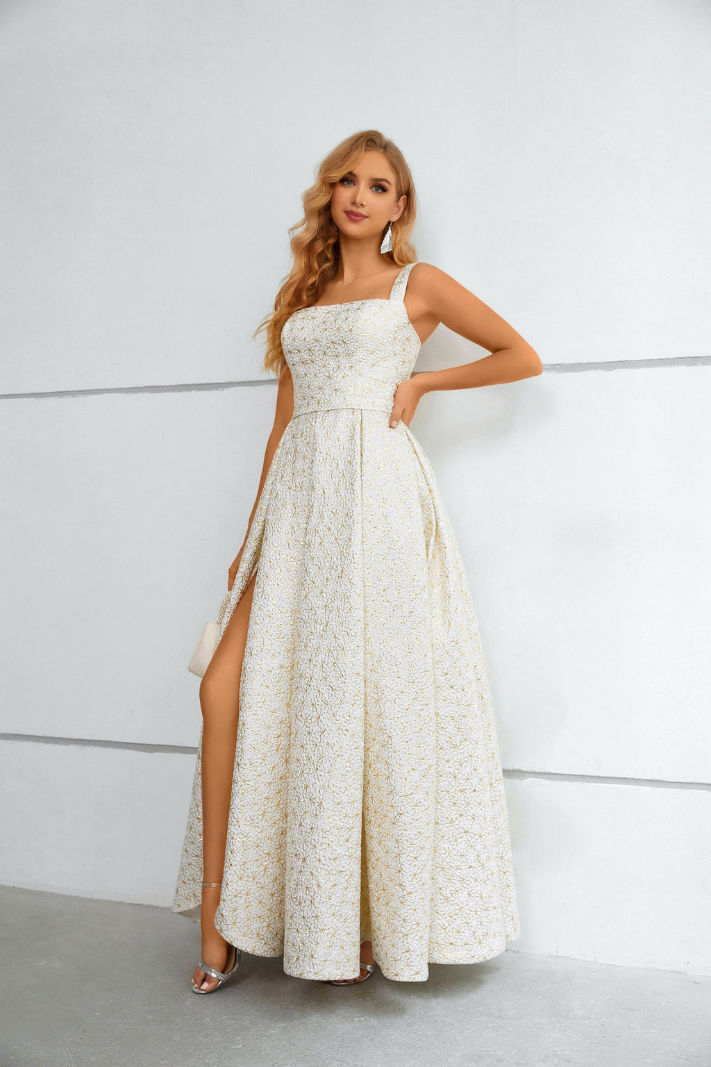 A-line High Split Square Lace Ankle Length Sleeveless Backless Prom Dress A-line High Split Square Lace Ankle Length Sleeveless Backless Prom Dress