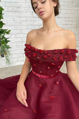 A-line Off-the-shoulder Ankle Length Sleeveless Open Back Beading Homecoming Dress-Ballbella