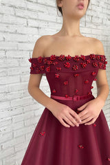 A-line Off-the-shoulder Ankle Length Sleeveless Open Back Beading Homecoming Dress-Ballbella