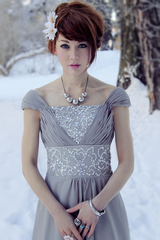 A-line Off-the-shoulder Floor Length Chiffon Beading Evening Dress-Ballbella