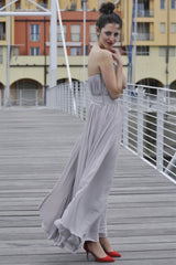 A-line One-shoulder Floor Length Chiffon Evening Dress-Ballbella