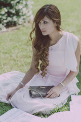 A-line One-shoulder Floor Length Chiffon Hanging Ribbon Prom Dress-Ballbella