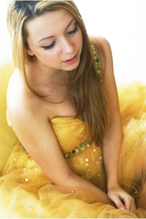 A-line One-shoulder Knee Length Tulle Rhinestone Prom Dress-Ballbella