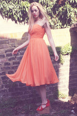 A-line One-shoulder Sweetheart Knee Length Chiffon Homecoming Dress-Ballbella