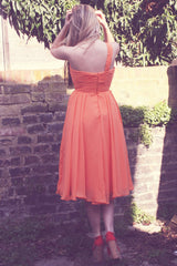 A-line One-shoulder Sweetheart Knee Length Chiffon Homecoming Dress-Ballbella