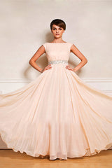 A-line short sleeves applique floor length mother's dress-Ballbella