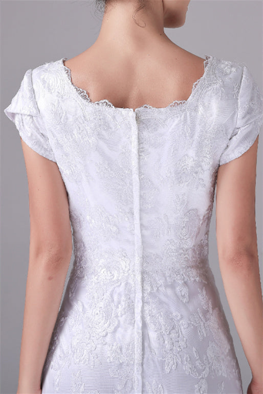 A-Line Short sleeves Asymmetrical Ankle Length Bateau mother's dress A-Line Short sleeves Asymmetrical Ankle Length Bateau mother's dress