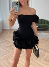 A-Line Short Sleeves Short/Mini Homecoming Dresses-Ballbella