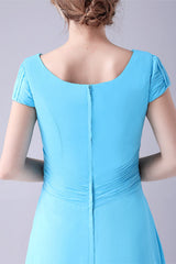 A-Line Short sleeves Square Sequined Knee-length Applique mother's dress-Ballbella