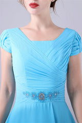 A-Line Short sleeves Square Sequined Knee-length Applique mother's dress-Ballbella