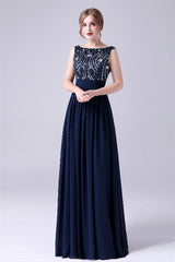 A-Line sleeveless Ankle-length Sequined beading Flower mother's dress-Ballbella