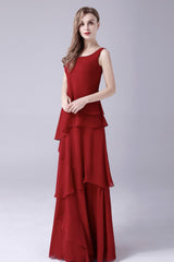 A-Line sleeveless jewel floor length backless mother's dress-Ballbella