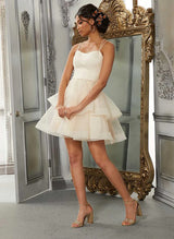A-Line Sleeveless Short/Mini Tulle Homecoming Dresses-Ballbella