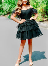 A-Line Sleeveless Short/Mini Tulle Homecoming Dresses-Ballbella