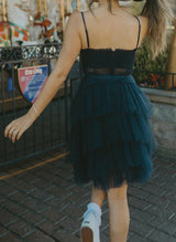 A-Line Sleeveless Short/Mini Tulle Homecoming Dresses-Ballbella