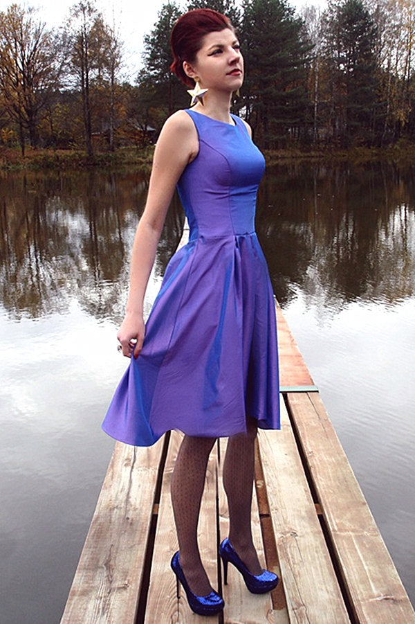 A-line Small Round Collar Knee Length Charmuse Bridesmaid Dress A-line Small Round Collar Knee Length Charmuse Bridesmaid Dress