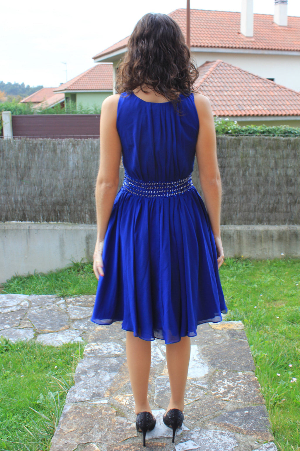 A-line Small Round Collar Knee Length Chiffon Beaded Prom Dress A-line Small Round Collar Knee Length Chiffon Beaded Prom Dress
