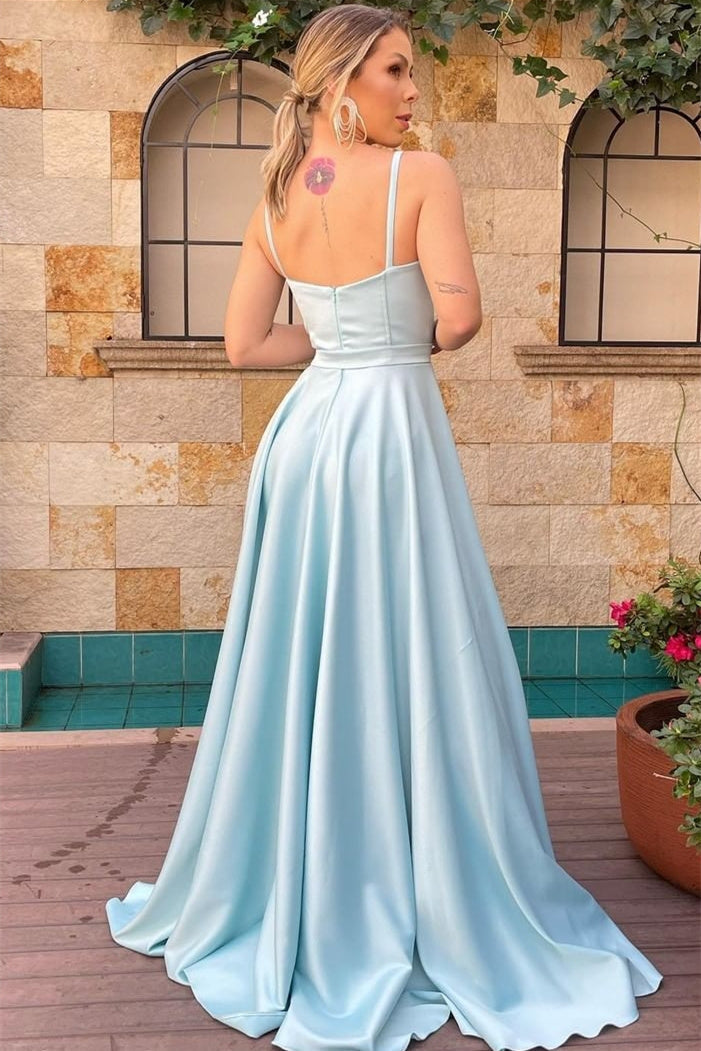 A-line Spaghetti strap Floor Length Sleeveless Backless Prom Dress A-line Spaghetti strap Floor Length Sleeveless Backless Prom Dress