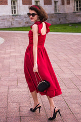 A-line Spaghetti Strap Tea Length Charmuse Homecoming Dress-Ballbella