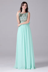 A-Line strap Bateau Ankle-length sleeveless Backless mother's dress-Ballbella