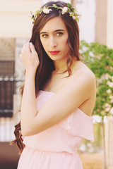 A-line Strapless Floor Length Chiffon Front Slit Prom Dress-Ballbella