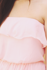 A-line Strapless Floor Length Chiffon Front Slit Prom Dress-Ballbella