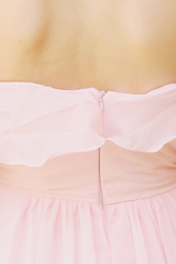 A-line Strapless Floor Length Chiffon Front Slit Prom Dress-Ballbella