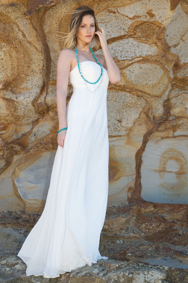 A-line Strapless Floor Length Court Chiffon Backless Wedding Dress A-line Strapless Floor Length Court Chiffon Backless Wedding Dress