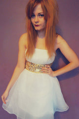 A-line Strapless Knee Length Organza Belt Sleeveless Homecoming Dress-Ballbella