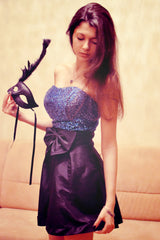 A-line Strapless Knee Length Tulle Splicing Pailette Homecoming Dress-Ballbella