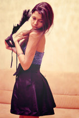 A-line Strapless Knee Length Tulle Splicing Pailette Homecoming Dress-Ballbella