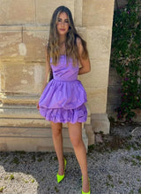 A-Line Strapless Sleeveless Short/Mini Homecoming Dresses-Ballbella