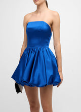 A-Line Strapless Sleeveless Short/Mini Satin Homecoming Dresses-Ballbella