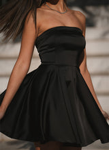 A-Line Strapless Sleeveless Short/Mini Silk Like Satin Homecoming Dresses-Ballbella