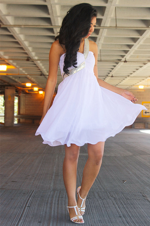 A-line Sweetheart Diagonal Strap Floor Length Chiffon Paillette Prom Dress A-line Sweetheart Diagonal Strap Floor Length Chiffon Paillette Prom Dress