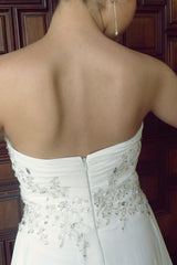 A-line Sweetheart Floor Length Chiffon Beaded Wedding Dress-Ballbella