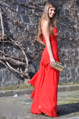 A-line Sweetheart Floor Length Chiffon Front Slit Prom Dress-Ballbella