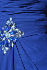 A-line Sweetheart Floor Length Chiffon Front Slit Rhinestone Prom Dress-Ballbella