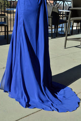 A-line Sweetheart Floor Length Chiffon Front Slit Rhinestone Prom Dress-Ballbella