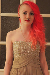 A-line Sweetheart Floor Length Chiffon Rhinestone Backless Prom Dress-Ballbella