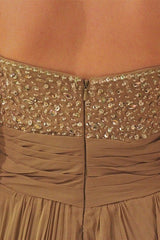 A-line Sweetheart Floor Length Chiffon Rhinestone Backless Prom Dress-Ballbella