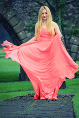 A-line Sweetheart Floor Length Chiffon Rhinestone Prom Dress-Ballbella