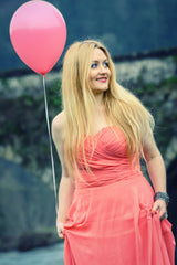 A-line Sweetheart Floor Length Chiffon Rhinestone Prom Dress-Ballbella